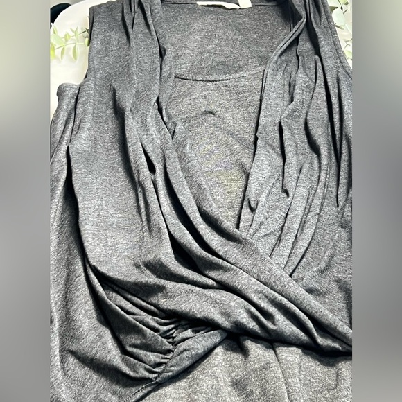 Athleta Draped Ruched Faux Wrap Dress Gray Medium Brand - Picture 5 of 12